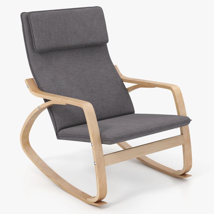 Stable Wooden Frame Leisure Rocking Chair with Removable Upholstered Cushion