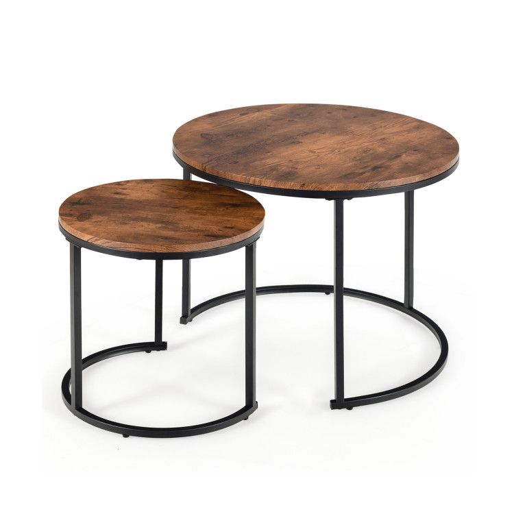 Set of 2 Modern Round Stacking Nesting Coffee Tables