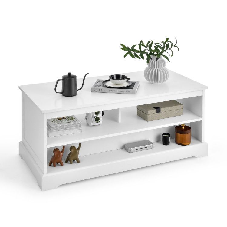 Modern Coffee Table with Drawers and Open Cubies