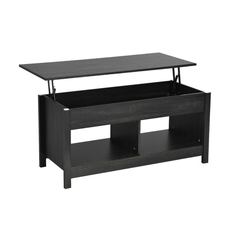 Lift Top Coffee Table with Hidden Storage Compartment and Lower Shelf for Study Room