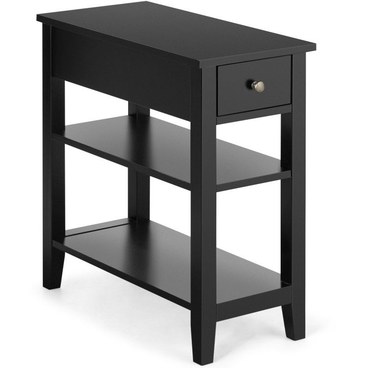 3-Tier End Table with Drawer slideway and Double Shelves 3-Tier End Table with Drawer slideway and Double Shelves