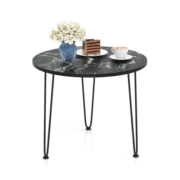 Round Coffee Table with Thickened Tabletop and Metal Tripod Legs Round Coffee Table with Thickened Tabletop and Metal Tripod Legs