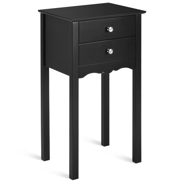 Practical Sturdy Vintage Side End Table with 2 Storage Drawers Practical Sturdy Vintage Side End Table with 2 Storage Drawers