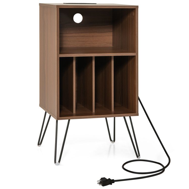Record Player Stand with Charging Station for Living Room Bedroom Record Player Stand with Charging Station for Living Room Bedroom