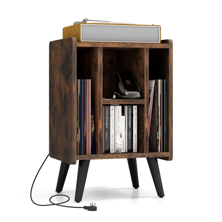 Vinyl Record Storage Turntable Stand with 4 Open Shelves Vinyl Record Storage Turntable Stand with 4 Open Shelves