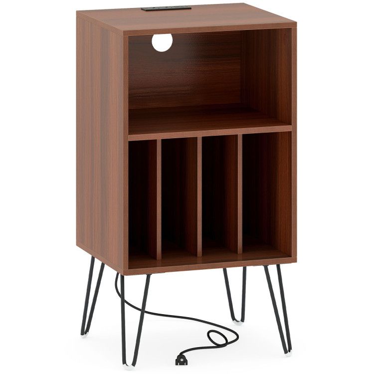 Record Player Stand with Charging Station Turntable Stand with Vinyl Storage