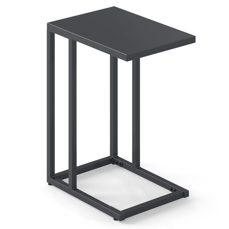 C-Shaped Side Table with Adjustable Foot Pads for Living Room Bedroom
