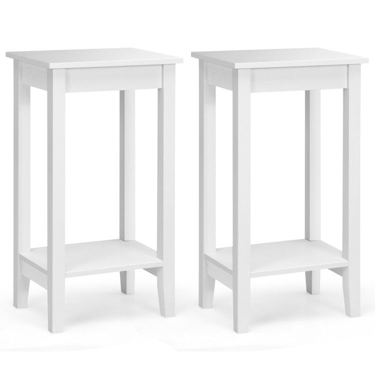 Set of 2 Versatile 2-Tier End Tables with Storage Shelf