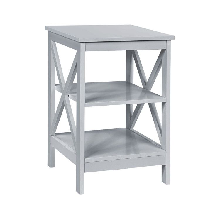 3-Tier X-Design Nightstands with Storage Shelves for Living Room Bedroom