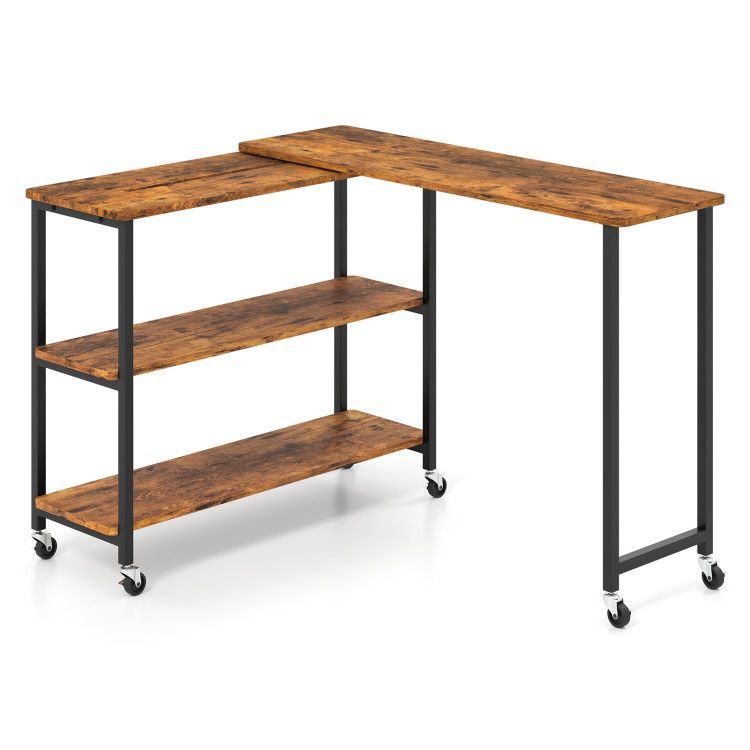 Patented Large 360-Degree Free Rotating Sofa Side Table with Wheels and Storage Shelf