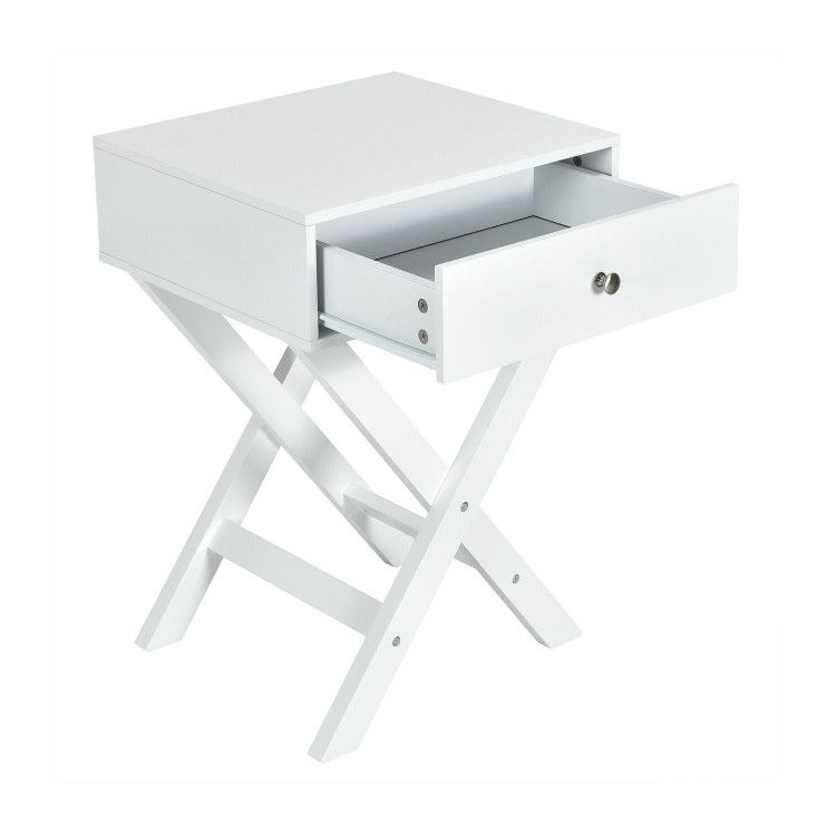 Modern X-Shaped Nightstand with Drawer for Living Room Bedroom