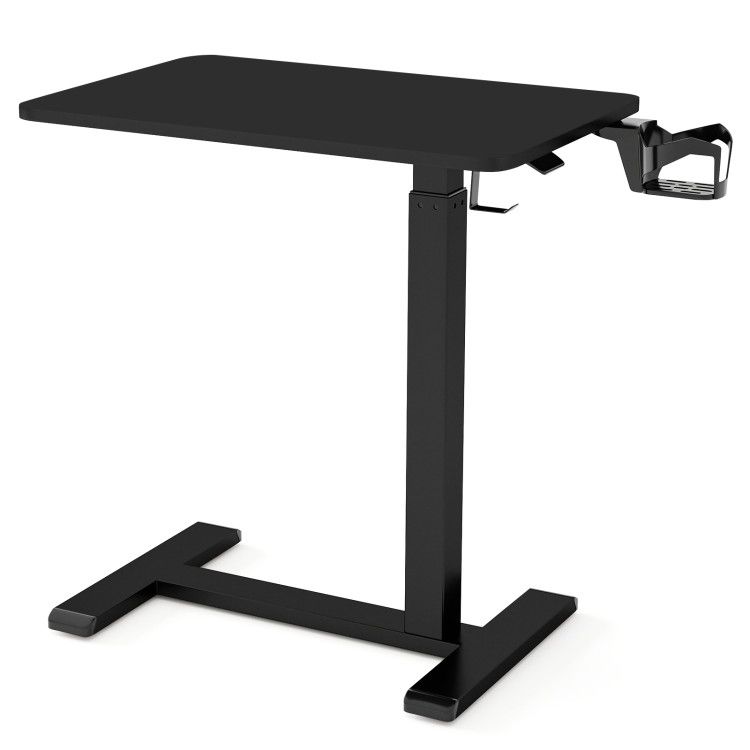 Mobile Standing Desk Height Adjustable Overbed Bedside Table with Cup Holder