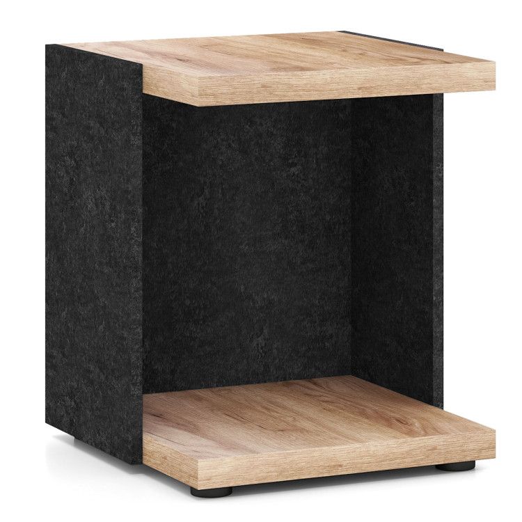 End Table 2-Tier Sofa Side Table with Open Storage Shelf