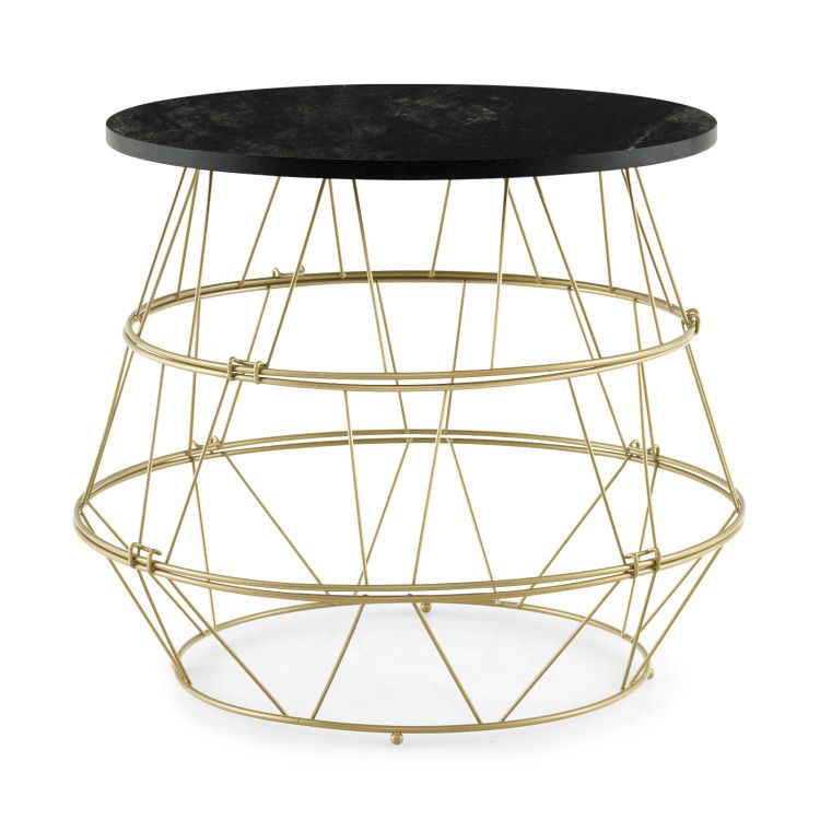 Round Metal Frame Side Table with Removable Top