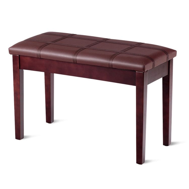 Solid Wood PU Leather Piano Double Storage Keyboard Bench
