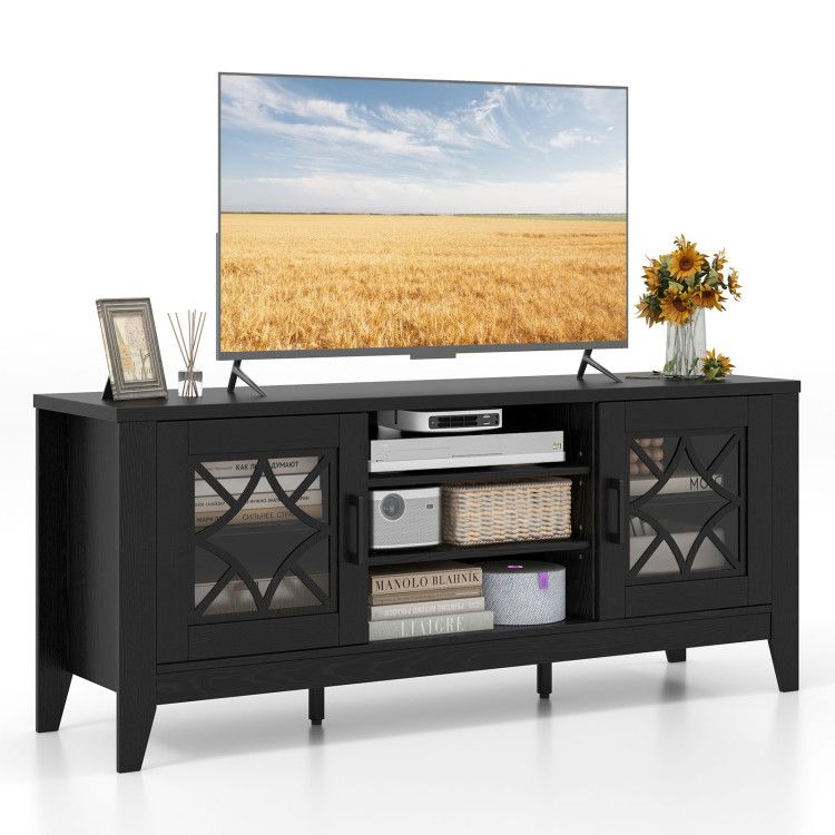 Farmhouse TV Stand for TVs Up to 65 Inches 4 Adjustable Shelves