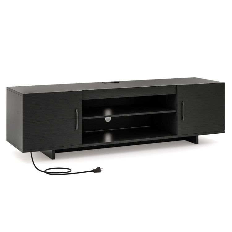 TV Stand with Power Outlet and 2 Cable Holes for 65 Inch TVs