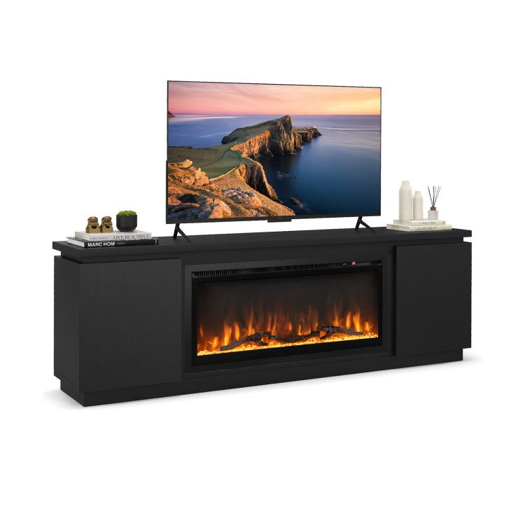 Fireplace TV Stand for TVs up to 80 Inch with 3 Adjustable Shelves