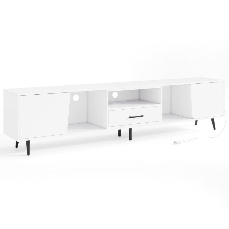 79 79" TV Stand for TVs up to 90 Inches Entertainment Center Wood Media Console Table Modern Mid Century TV Cabinet