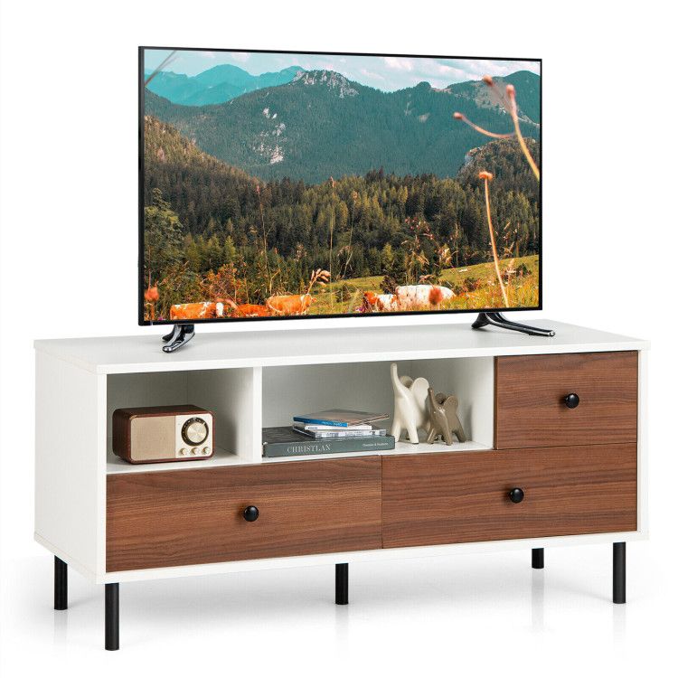 Mid-Century TV Stand for 50-inch TVs with 2 Cubbies and 3 Drawers Mid-Century TV Stand for 50-inch TVs with 2 Cubbies and 3 Drawers