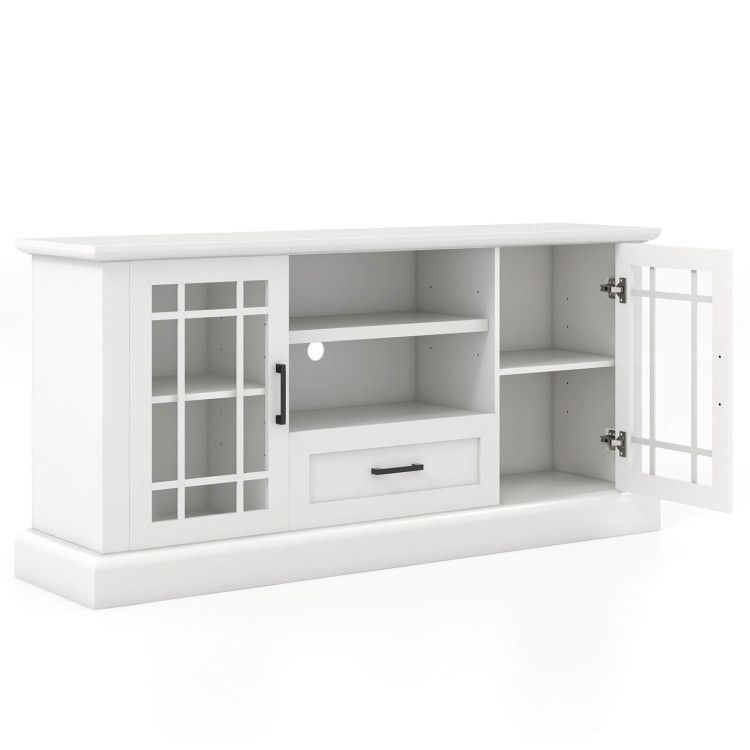TV Stand for TVs up to 70 with Glass Doors Cubbies and Drawer TV Stand for TVs up to 70 with Glass Doors Cubbies and Drawer