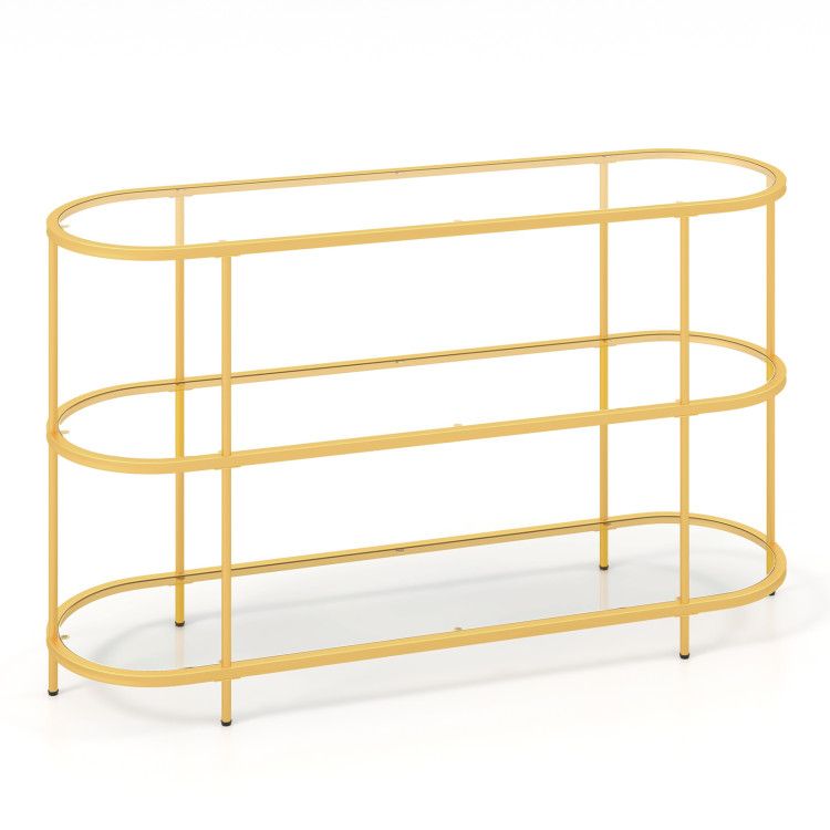 3 Tier TV Stand Console Table with Tempered Glass Shelves for Living Room 3 Tier TV Stand Console Table with Tempered Glass Shelves for Living Room