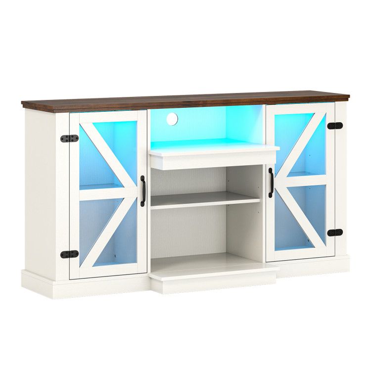 59 Inches Media Console Table with 3-Level Shelves and 22 Dynamic Modes 59 Inches Media Console Table with 3-Level Shelves and 22 Dynamic Modes