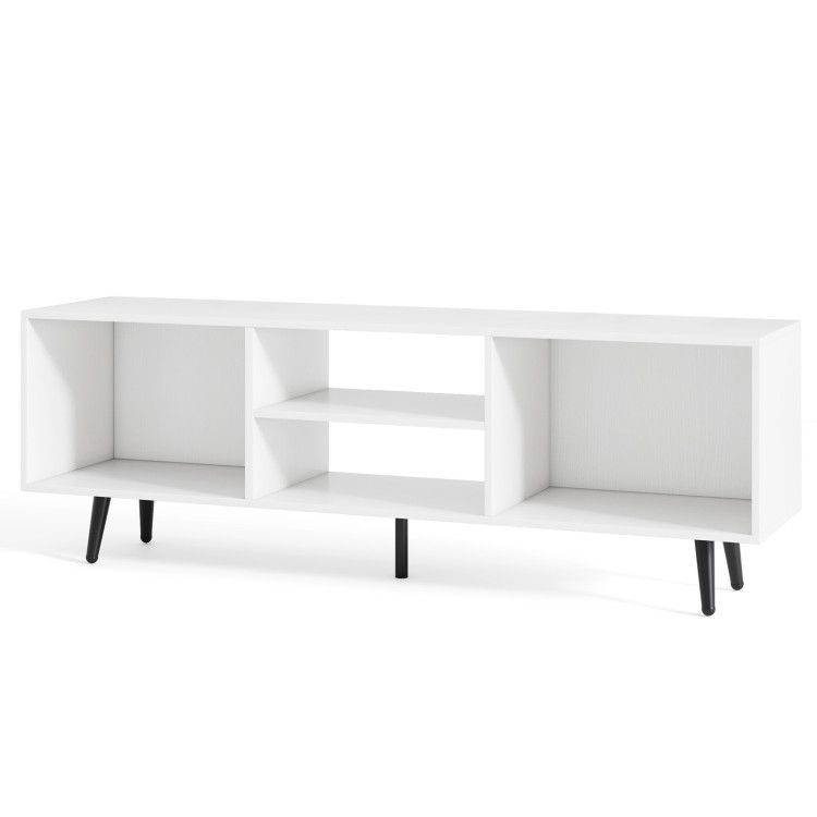 47.5 Inches TV Stand for 55-Inch TV with Compartments and Metal Legs 47.5 Inches TV Stand for 55-Inch TV with Compartments and Metal Legs