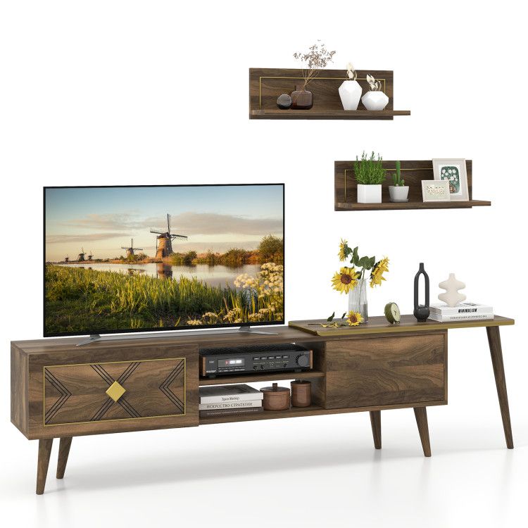 Mid-century Modern TV Stand for TVs up to 85 Inch with Open Compartments Mid-century Modern TV Stand for TVs up to 85 Inch with Open Compartments