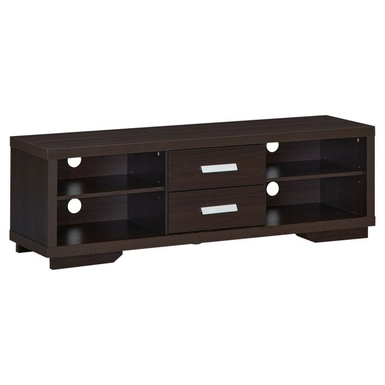 Modern TV Stand Entertainment Center with 2 Drawers and 4 Open Shelves Modern TV Stand Entertainment Center with 2 Drawers and 4 Open Shelves