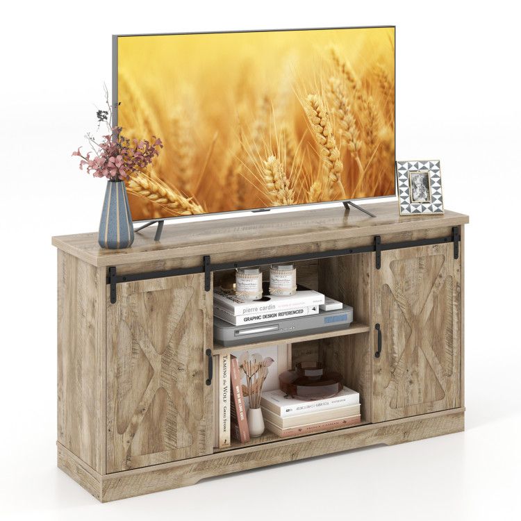 Farmhouse Entertainment Center with Adjustable Shelves for TVs up to 65 Inc Farmhouse Entertainment Center with Adjustable Shelves for TVs up to 65 Inc