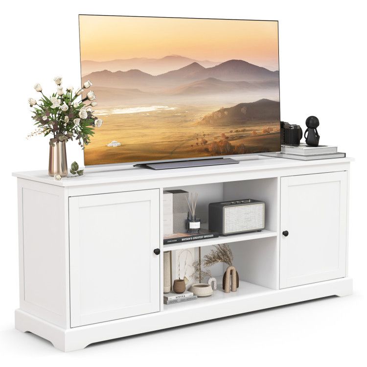58 Inch TV Stand with 2 Cabinets and Adjustable Shelves for TVs up to 65 Inch 58 Inch TV Stand with 2 Cabinets and Adjustable Shelves for TVs up to 65 Inch
