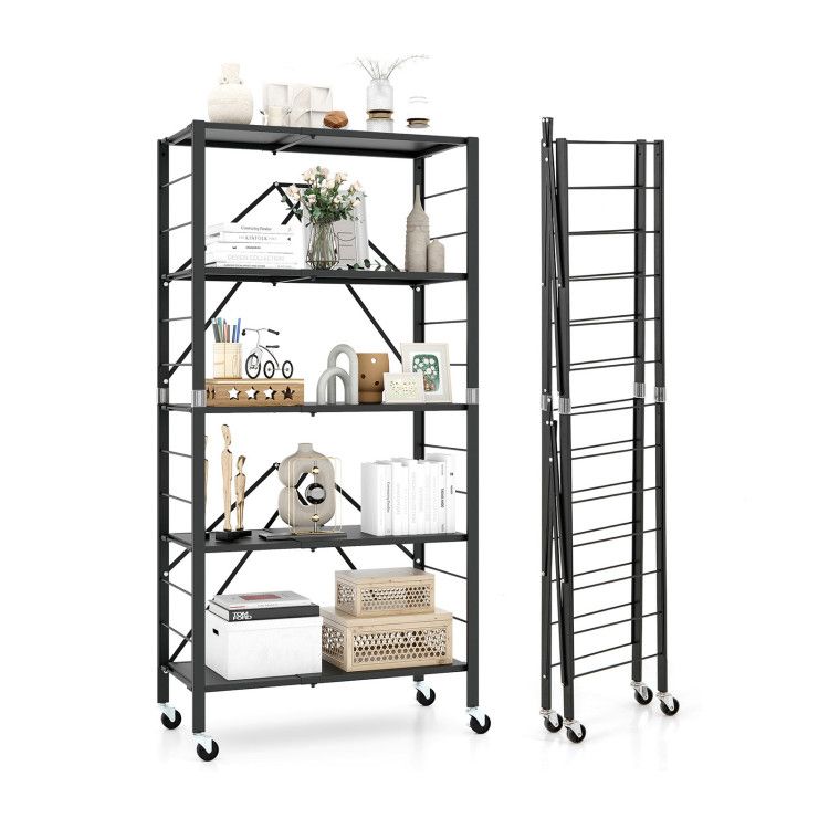 5-Tier Foldable Storage Shelf with Wheels