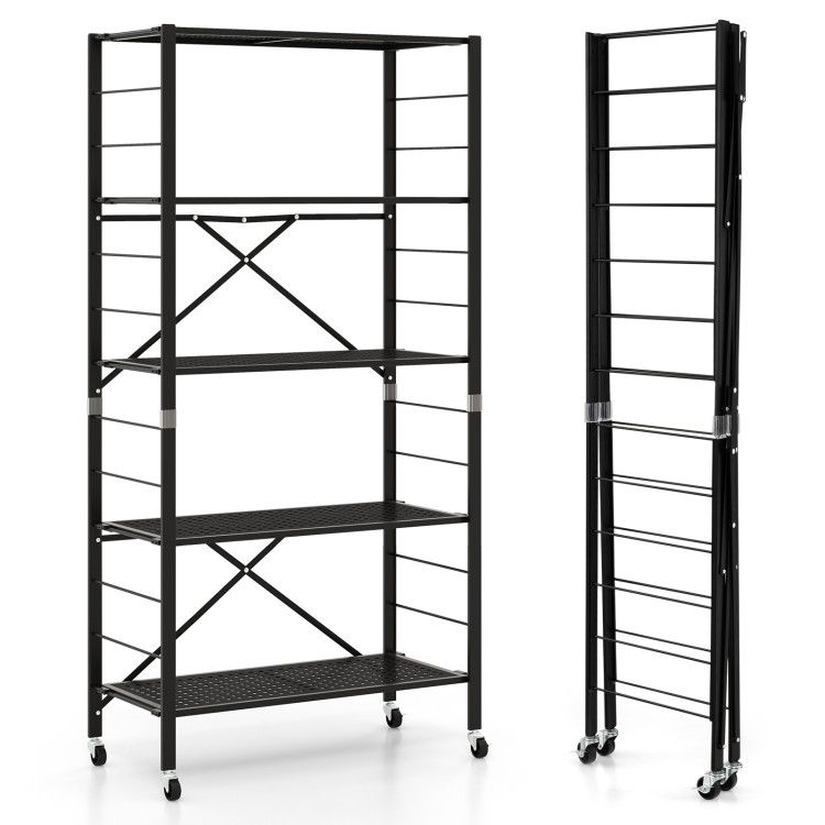 5-Tier Adjustable Shelves on Wheels for Garage Kitchen Balcony 5-Tier Adjustable Shelves on Wheels for Garage Kitchen Balcony