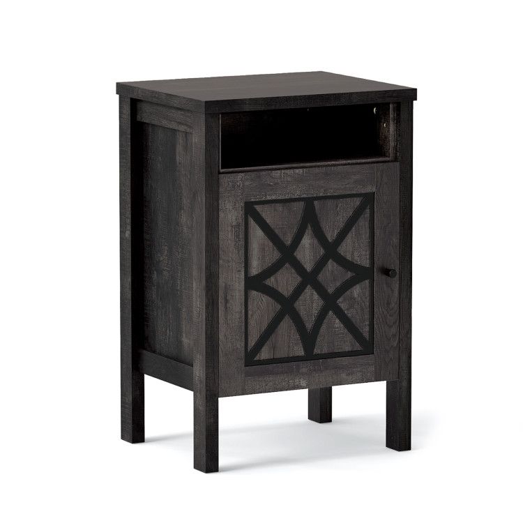 Robot Vacuum Storage Cabinet with Door and Open Shelf for Living Room Bedroom