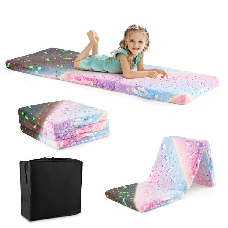 Foldable Floor Mattress for Kids with Washable Flannel Cover Foldable Floor Mattress for Kids with Washable Flannel Cover