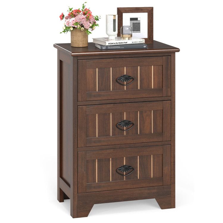 3-Drawer End Storage Wood Side Nightstand 3-Drawer End Storage Wood Side Nightstand