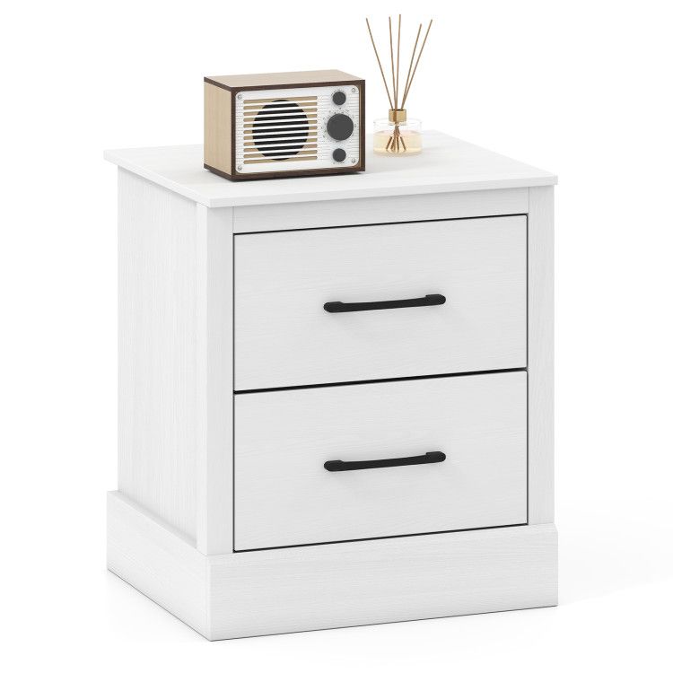 Wood Compact Floor Nightstand with Storage Drawers