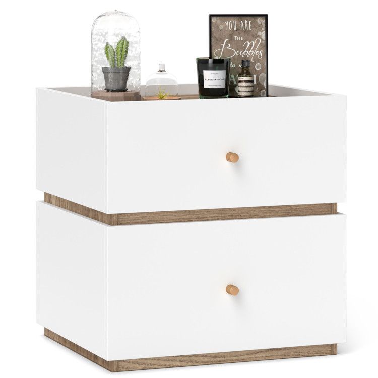 2-Drawer Modern Nightstand with Storage for Living Room Bedroom 2-Drawer Modern Nightstand with Storage for Living Room Bedroom