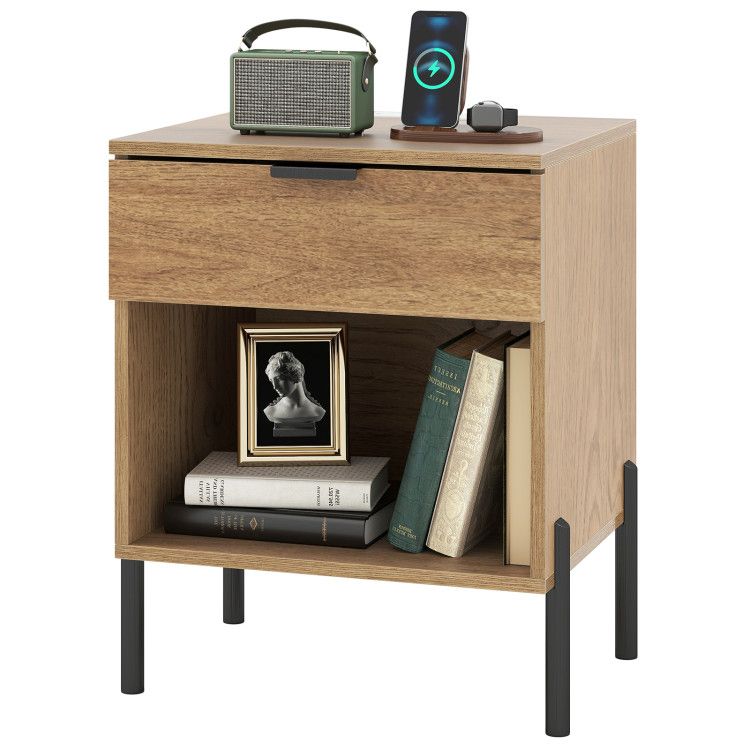 Modern Nightstand with Charging Station