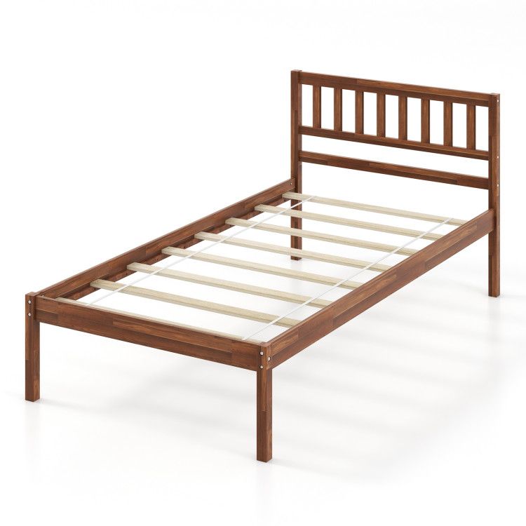 Twin/Full/Queen Size Wood Bed Frame with Headboard and Slat Support Twin/Full/Queen Size Wood Bed Frame with Headboard and Slat Support