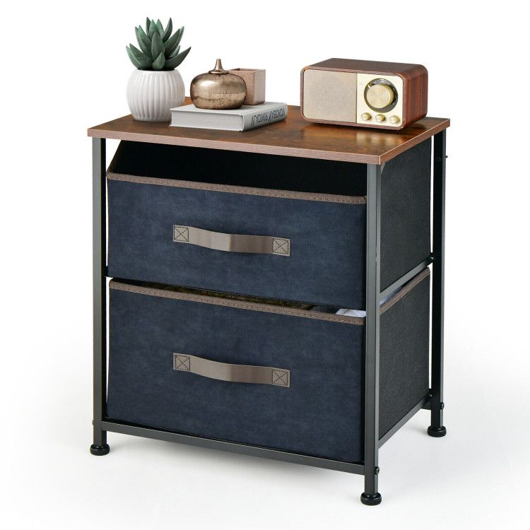 20 Inch Height Industrial Nightstand with 2 Pull-out Fabric Drawers 20 Inch Height Industrial Nightstand with 2 Pull-out Fabric Drawers
