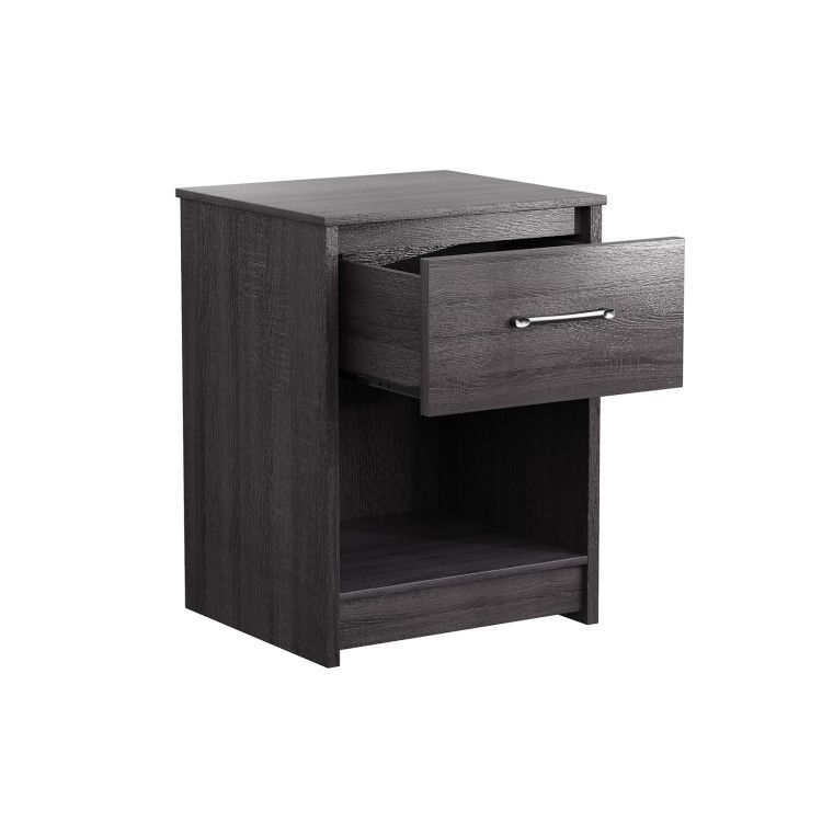 Wooden Nightstand with Drawer and Open Storage Compartment Wooden Nightstand with Drawer and Open Storage Compartment