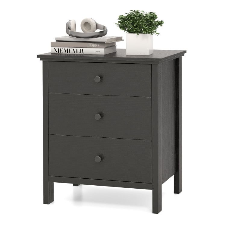 3-Drawer Wooden Nightstand Modern Bedside Table 3-Drawer Wooden Nightstand Modern Bedside Table