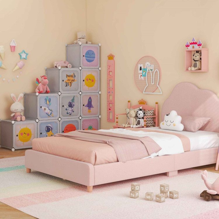 3 Pieces Kids' Room Bundle: Twin Bed Frame Wardrobe Closet Vanity Table and Stool Set 3 Pieces Kids' Room Bundle: Twin Bed Frame Wardrobe Closet Vanity Table and Stool Set