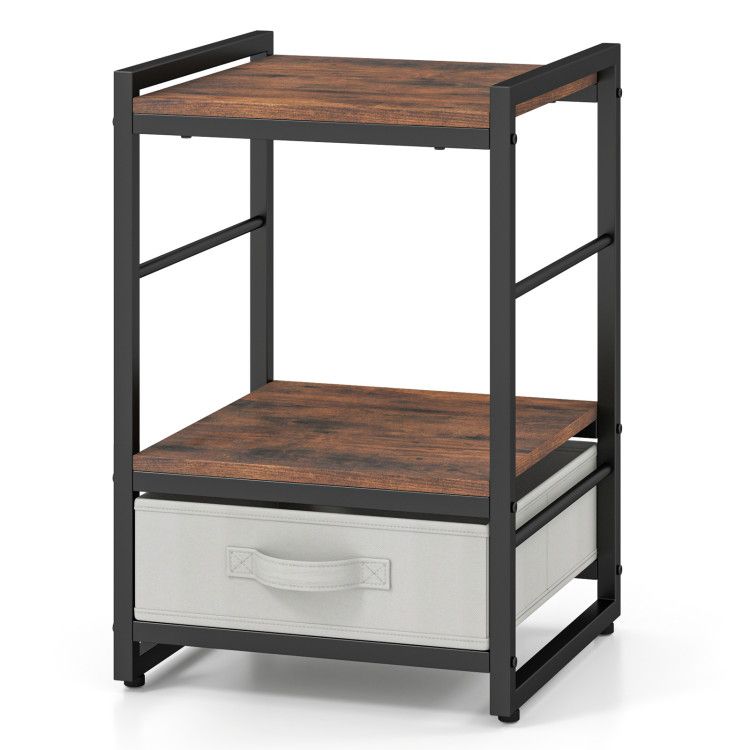 Nightstand Industrial Bedside Table with Open Storage Shelf and Fabric Drawer Nightstand Industrial Bedside Table with Open Storage Shelf and Fabric Drawer