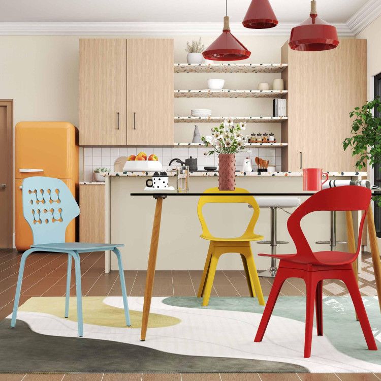 4-Piece Modern Dining Set with Chairs Bar Stools Dresser and Glass Dining Table