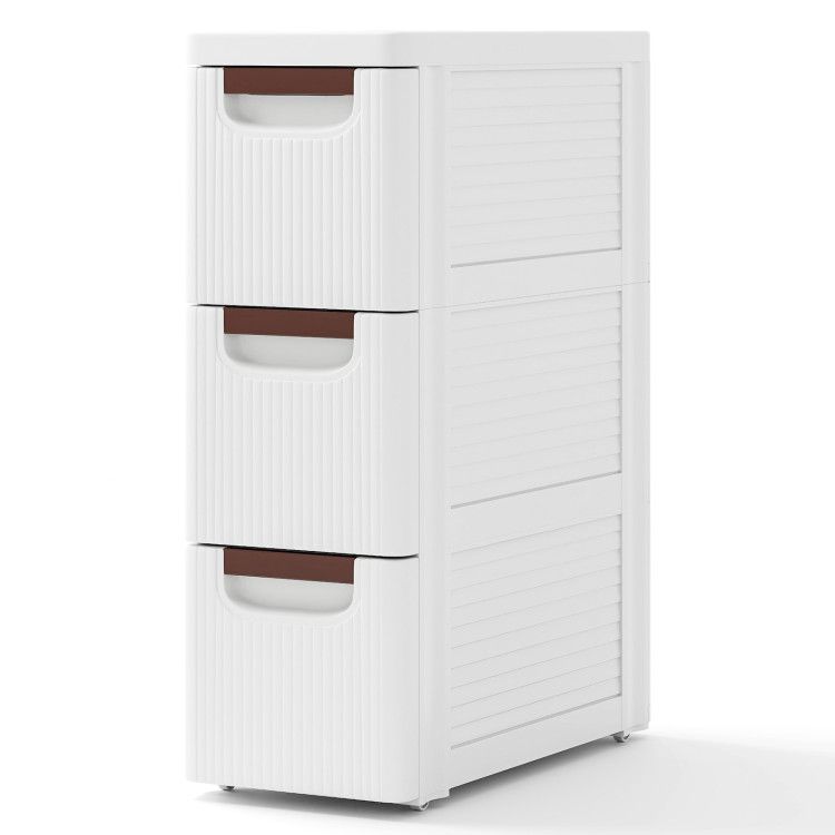 3/4/5/6-Drawer Rolling Organizer Unit Narrow Storage Cabinet with Built-In Wheels for Small Space