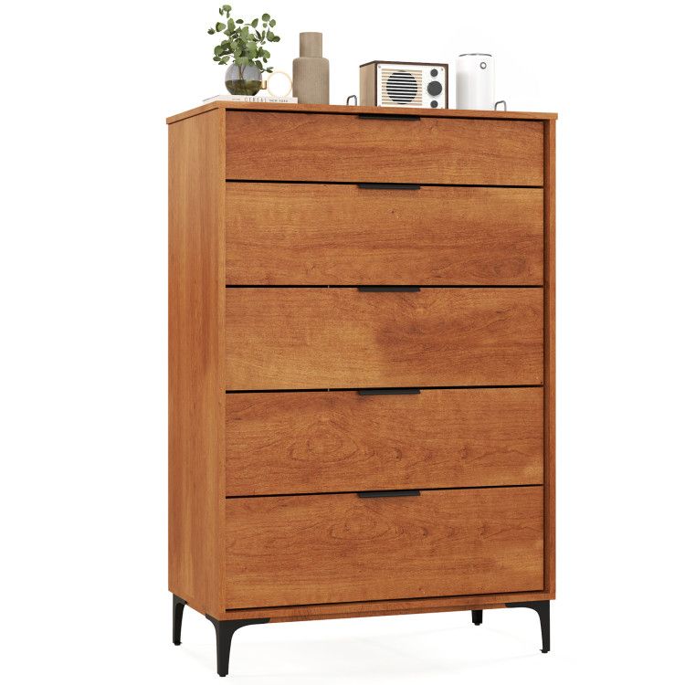 5-Drawer Dresser with Interlock System for Bedroom Living Room