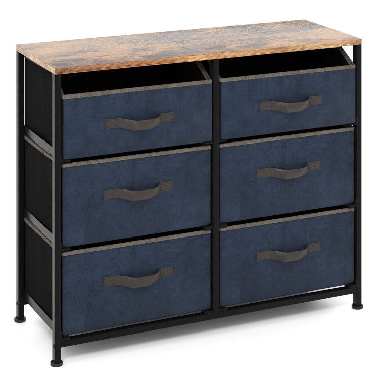 6-Drawer Dresser Unit with Metal Frame and Anti-toppling Devices